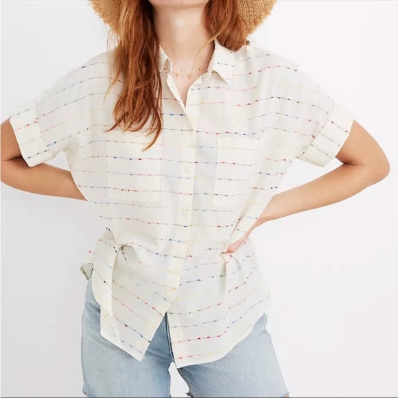 Madewell Tops - MADEWELL COURIER SHIRT IN FLECKED RAINBOW STRIPE SIZE SMALL
